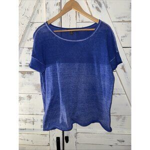 Tommy Bahama Womens Short Sleeve Blue Pullover Textured Heathered Shirt Size M